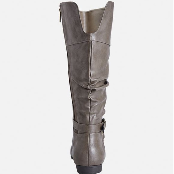 Cole Ruched Taupe Grey Extended Calf Boots - 8W - Picture 4 of 4